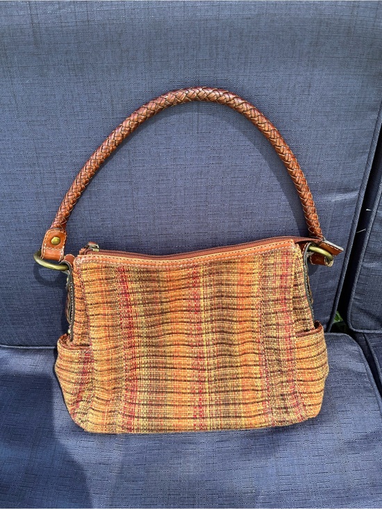 Fossil Handbags - Fossil Woven Multicolor Shoulder Bag with Braided Brown Handle